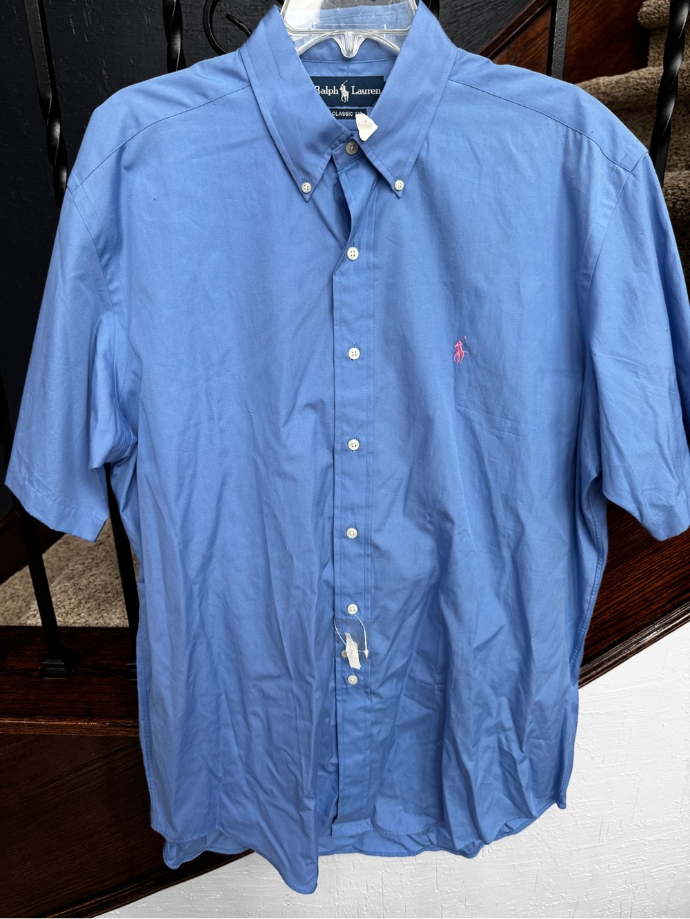 NEW Large Ralph Lauren Men's Blue Short-Sleeve Shirt Texas A&M Monogram